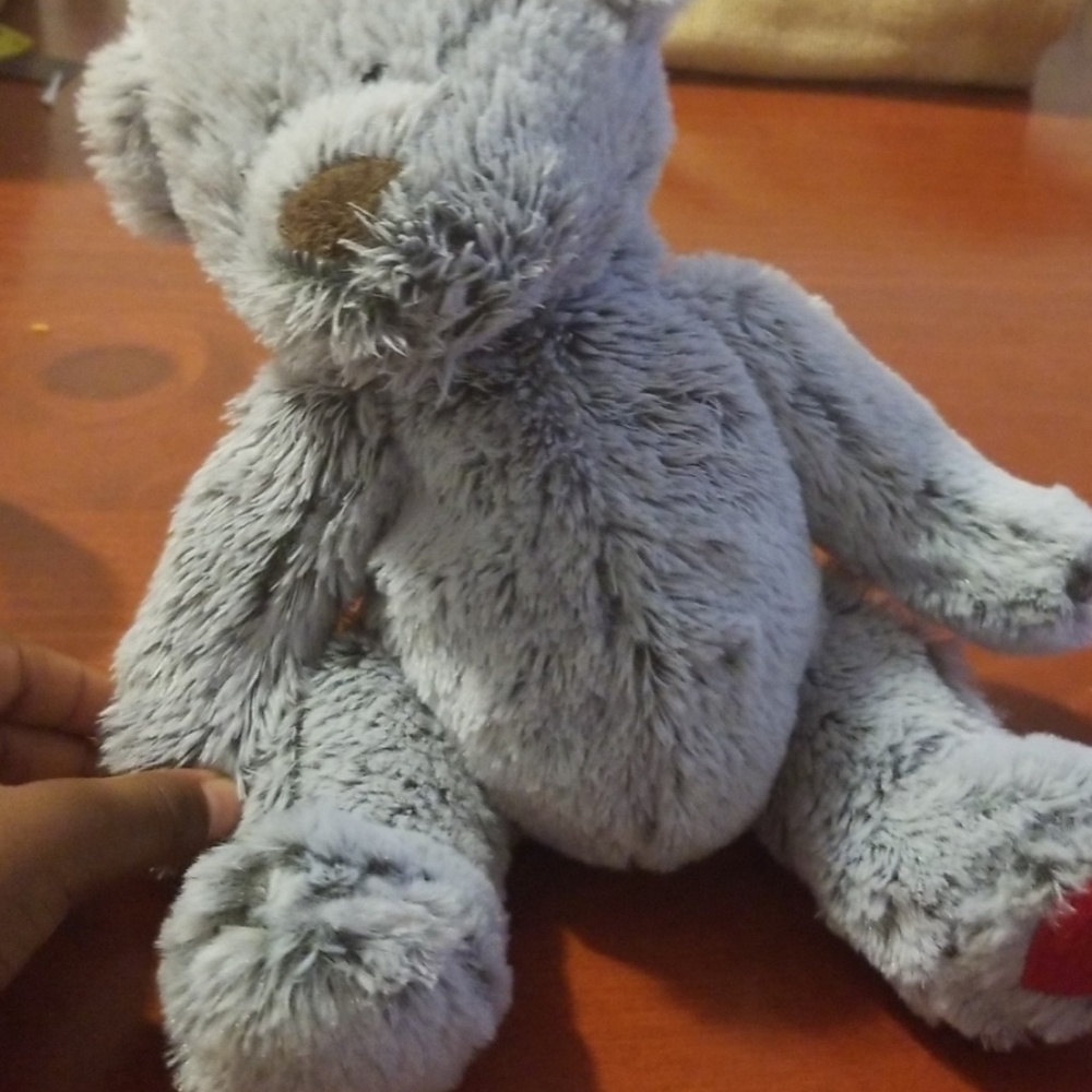 Grey teddy bear, sitting bear